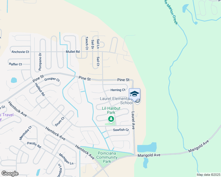 map of restaurants, bars, coffee shops, grocery stores, and more near 62 Herring Court in Kissimmee