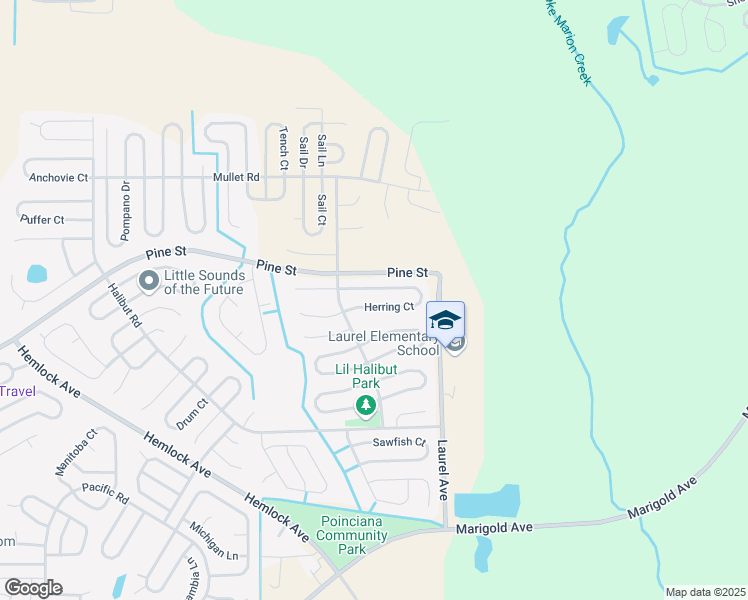 map of restaurants, bars, coffee shops, grocery stores, and more near 53 Herring Court in Poinciana