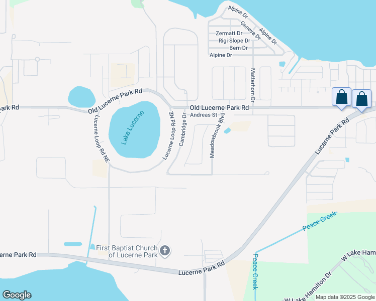 map of restaurants, bars, coffee shops, grocery stores, and more near 1401 Lucerne Loop Road Northeast in Winter Haven