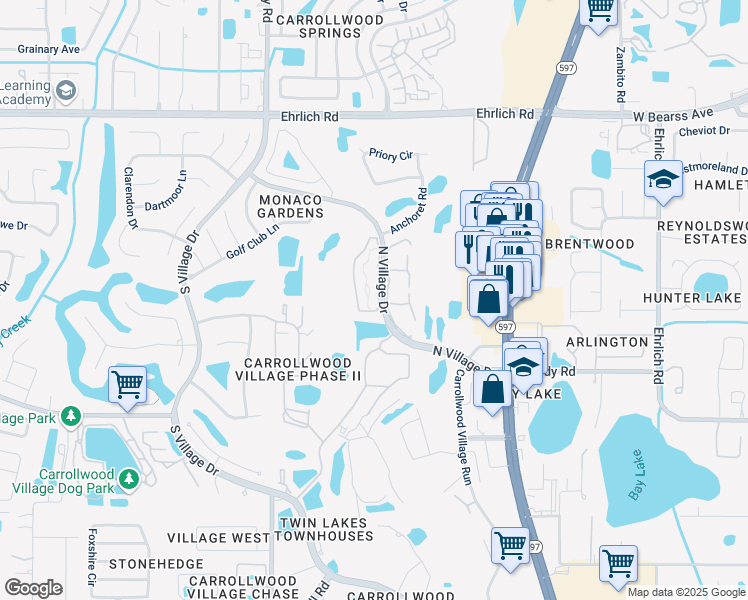 map of restaurants, bars, coffee shops, grocery stores, and more near 14121 Cypress Circle in Tampa