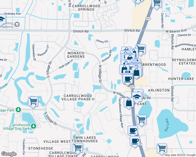 map of restaurants, bars, coffee shops, grocery stores, and more near 14121 Cypress Circle in Tampa