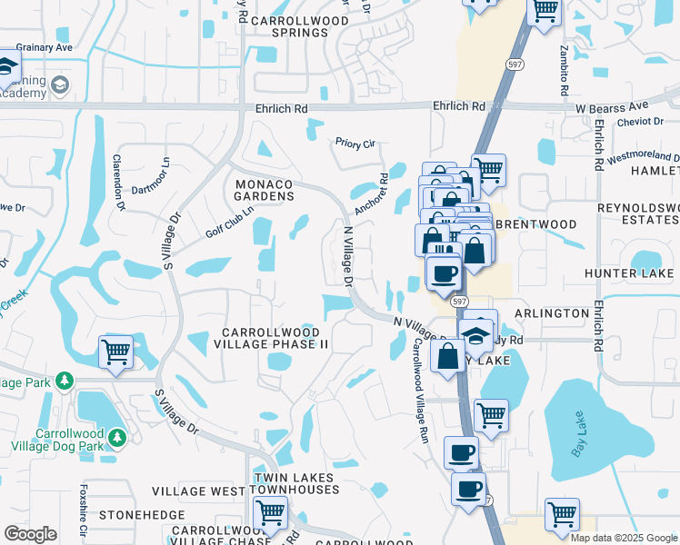 map of restaurants, bars, coffee shops, grocery stores, and more near 14121 Cypress Circle in Tampa