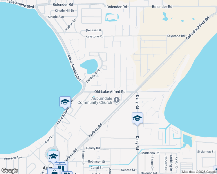map of restaurants, bars, coffee shops, grocery stores, and more near 328 Bentley Oaks Boulevard in Auburndale