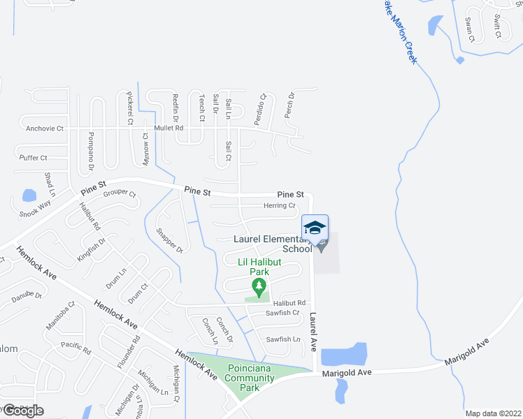 map of restaurants, bars, coffee shops, grocery stores, and more near 53 Herring Court in Poinciana