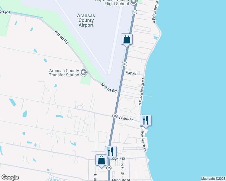 map of restaurants, bars, coffee shops, grocery stores, and more near 300 Airport Road in Rockport
