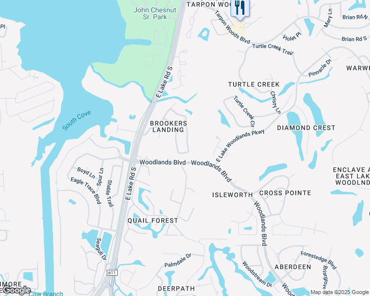 map of restaurants, bars, coffee shops, grocery stores, and more near 1991 Fishermens Bend in Palm Harbor