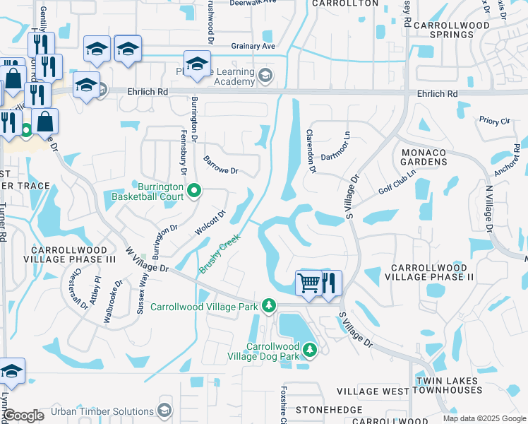 map of restaurants, bars, coffee shops, grocery stores, and more near 4327 Middle Lake Drive in Tampa