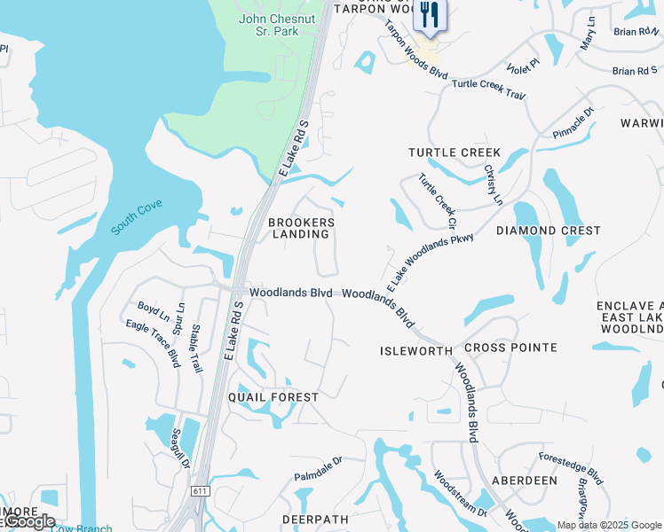 map of restaurants, bars, coffee shops, grocery stores, and more near 1991 Fishermens Bend in Palm Harbor