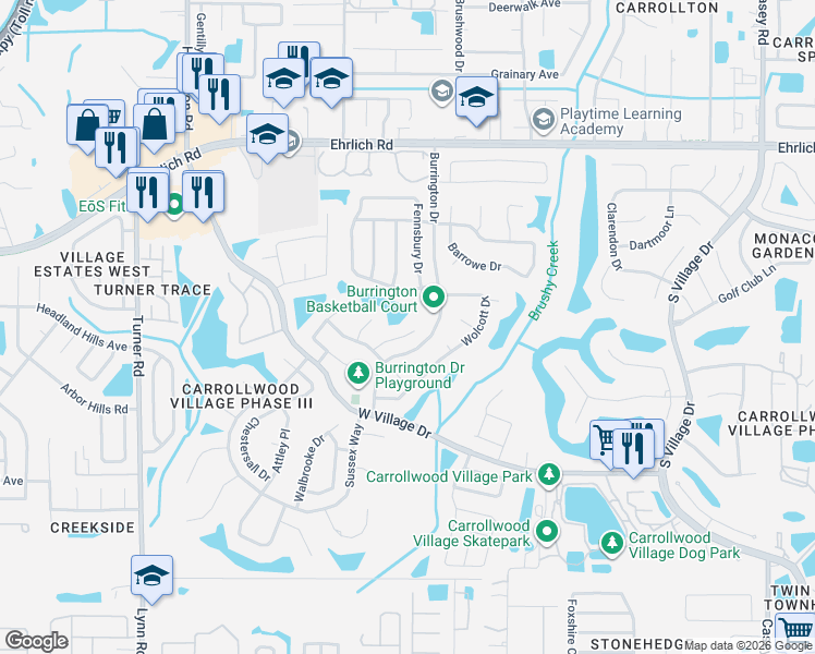 map of restaurants, bars, coffee shops, grocery stores, and more near 14012 Middleton Way in Tampa