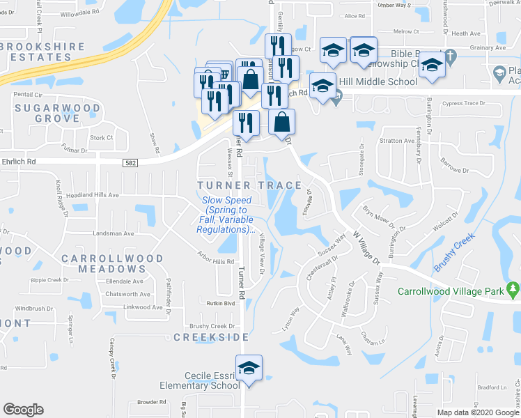 map of restaurants, bars, coffee shops, grocery stores, and more near 5310 Ridgewell Court in Tampa