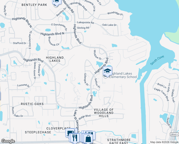 map of restaurants, bars, coffee shops, grocery stores, and more near 3460 Carmichael Street in Palm Harbor