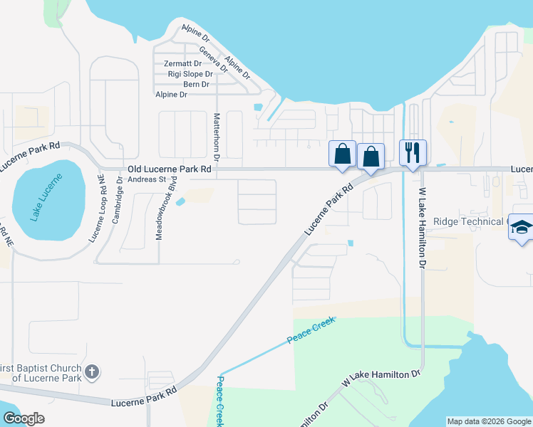 map of restaurants, bars, coffee shops, grocery stores, and more near 6150 Forest Ridge Way in Winter Haven