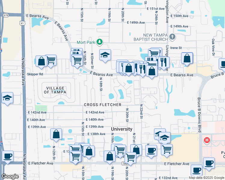 map of restaurants, bars, coffee shops, grocery stores, and more near 1917 Gregory Drive in Tampa