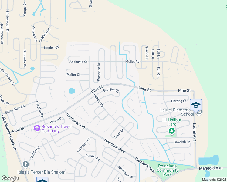 map of restaurants, bars, coffee shops, grocery stores, and more near 224 Grouper Court in Kissimmee
