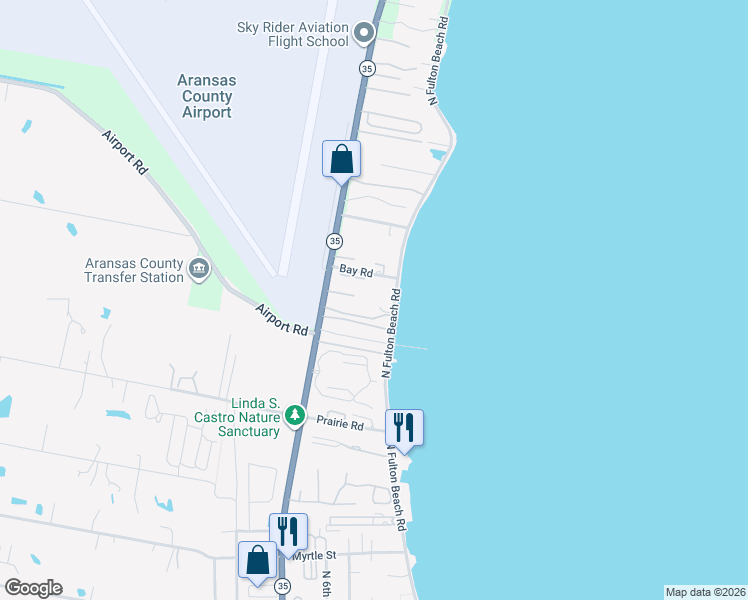 map of restaurants, bars, coffee shops, grocery stores, and more near 4220 Texas 35 in Rockport