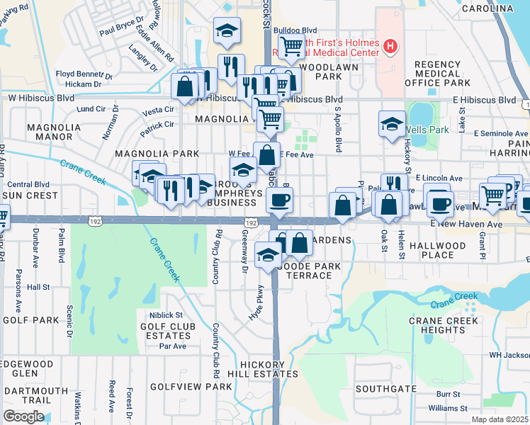 map of restaurants, bars, coffee shops, grocery stores, and more near in Melbourne