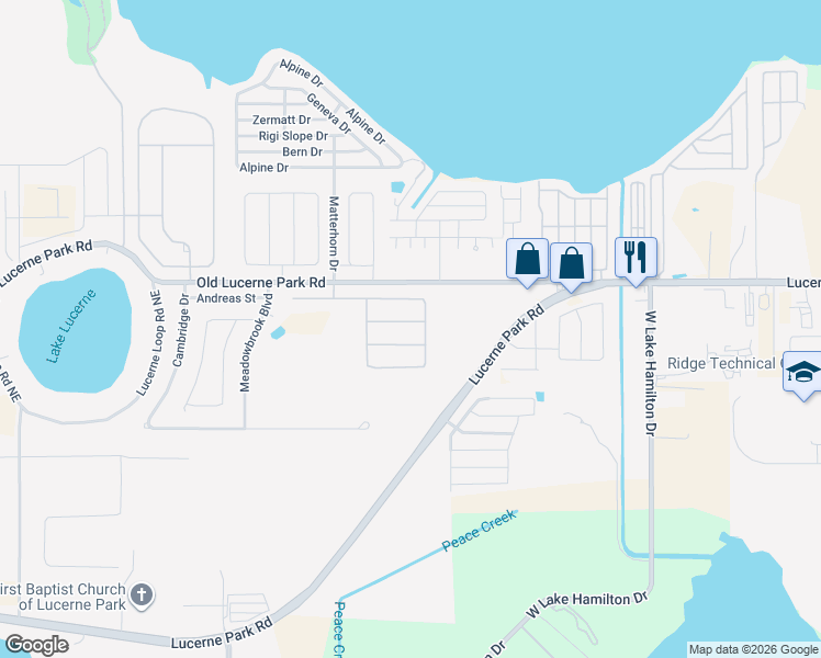 map of restaurants, bars, coffee shops, grocery stores, and more near 6150 Forest Ridge Way in Winter Haven