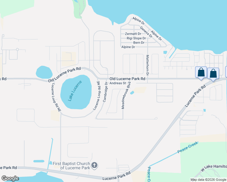 map of restaurants, bars, coffee shops, grocery stores, and more near 133 Andreas Street in Winter Haven