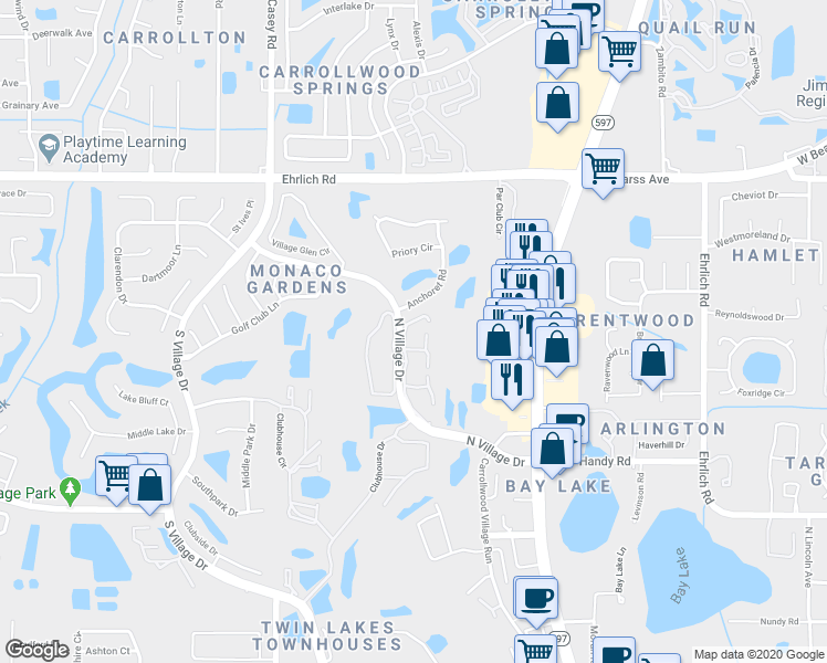 map of restaurants, bars, coffee shops, grocery stores, and more near 14225 Cypress Circle in Tampa