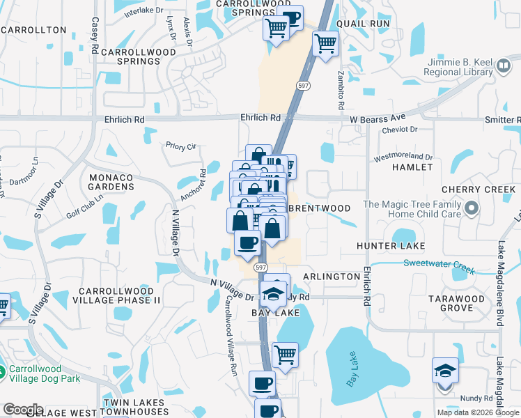 map of restaurants, bars, coffee shops, grocery stores, and more near 14432 North Dale Mabry Highway in Tampa