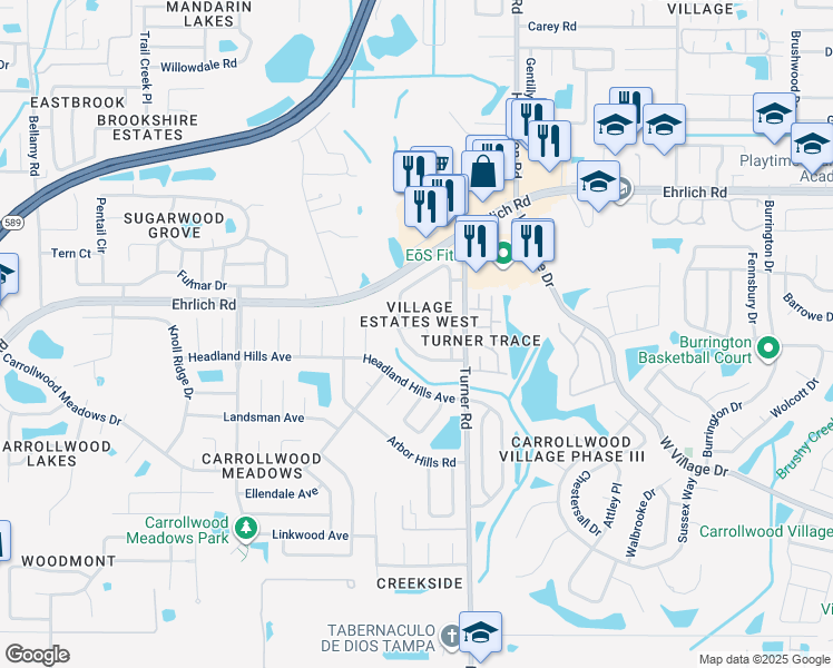 map of restaurants, bars, coffee shops, grocery stores, and more near 4908 Crockett Ct in Tampa