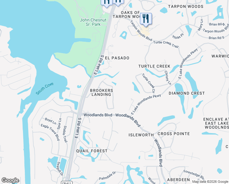 map of restaurants, bars, coffee shops, grocery stores, and more near 2055 Otter Way in Palm Harbor