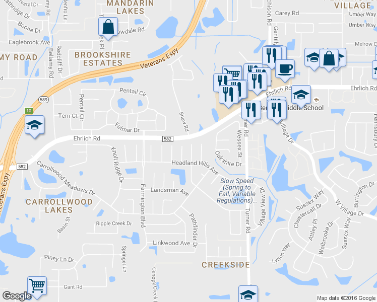 map of restaurants, bars, coffee shops, grocery stores, and more near 14508 Arbor Hills Road in Tampa