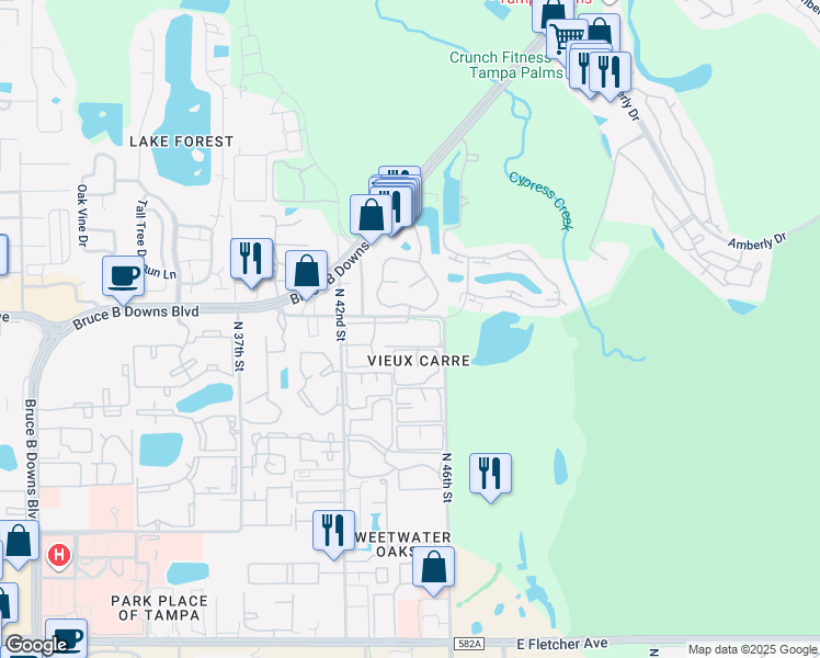 map of restaurants, bars, coffee shops, grocery stores, and more near 14511 Valor Circle in Tampa