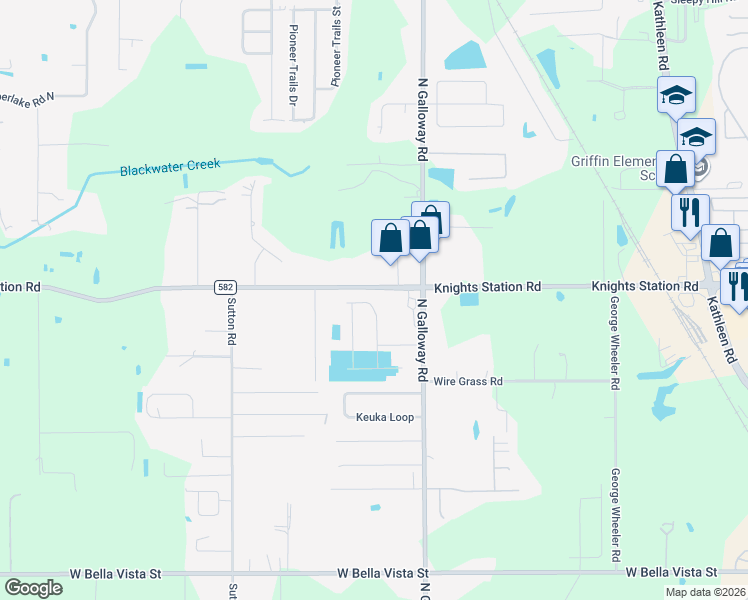 map of restaurants, bars, coffee shops, grocery stores, and more near 3106 Knights Station Road in Lakeland