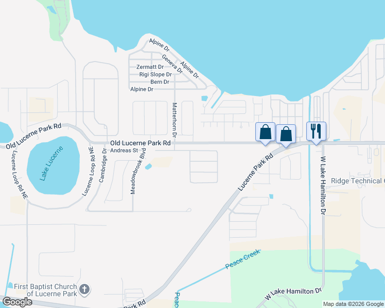 map of restaurants, bars, coffee shops, grocery stores, and more near 5610 Forest Ridge Drive in Winter Haven