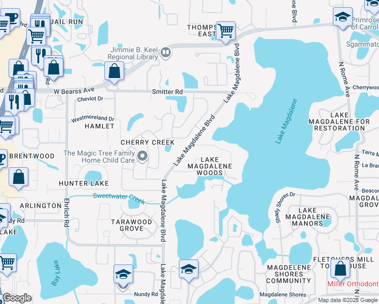 map of restaurants, bars, coffee shops, grocery stores, and more near in Tampa