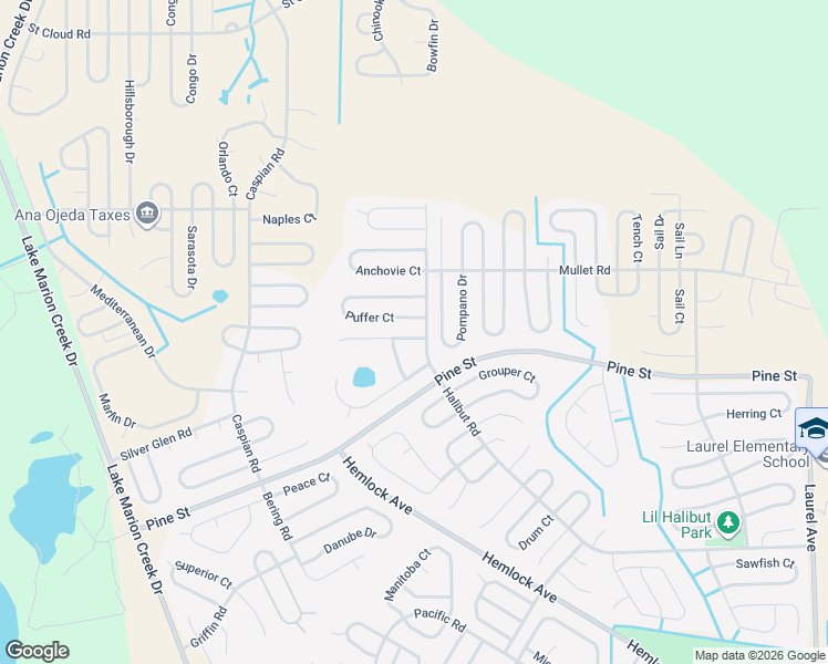 map of restaurants, bars, coffee shops, grocery stores, and more near 307 Shad Way in Kissimmee