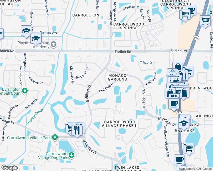 map of restaurants, bars, coffee shops, grocery stores, and more near 14504 Nettlecreek Road in Tampa