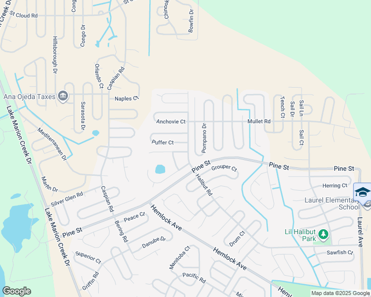 map of restaurants, bars, coffee shops, grocery stores, and more near 301 Shad Way in Kissimmee