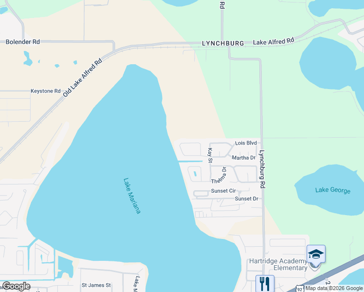 map of restaurants, bars, coffee shops, grocery stores, and more near 2169 Lois Boulevard in Lake Alfred