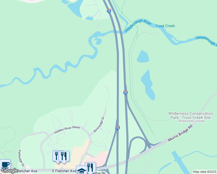map of restaurants, bars, coffee shops, grocery stores, and more near 14198 Riveredge Drive in Tampa