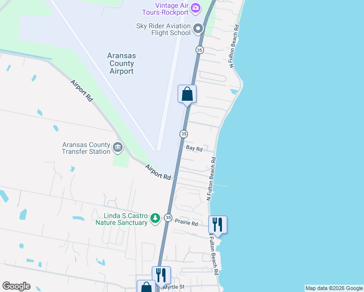 map of restaurants, bars, coffee shops, grocery stores, and more near 104 Bay Court in Rockport