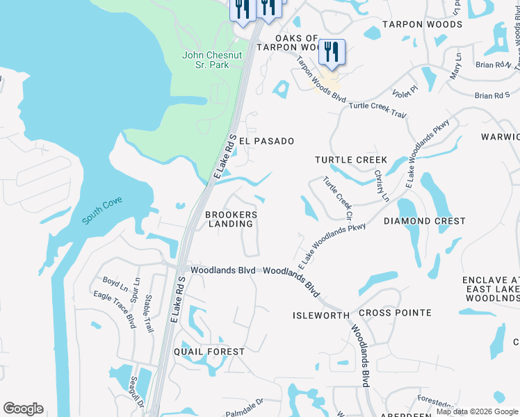 map of restaurants, bars, coffee shops, grocery stores, and more near 2055 Otter Way in Palm Harbor