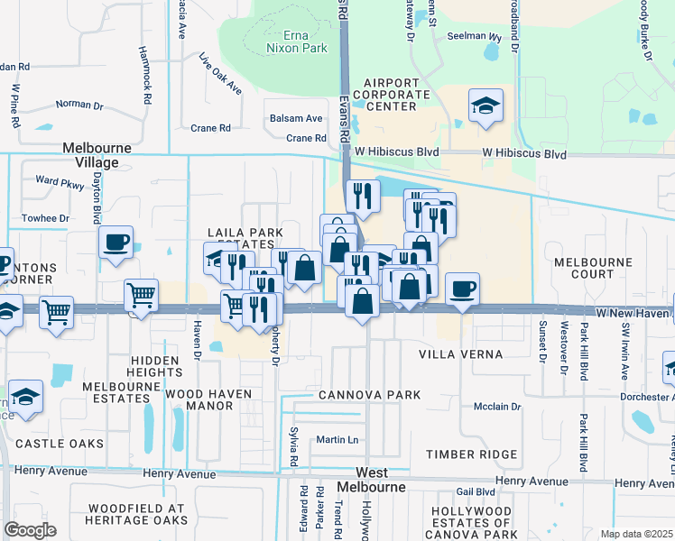 map of restaurants, bars, coffee shops, grocery stores, and more near in Melbourne