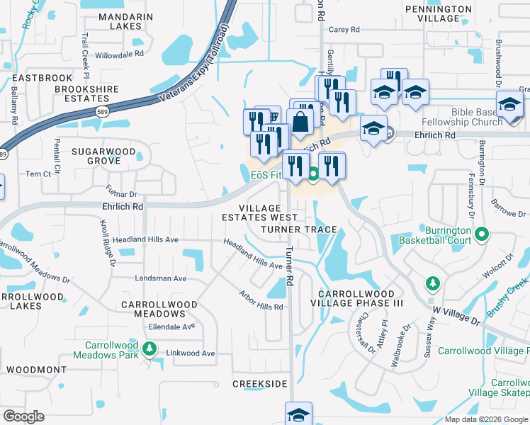 map of restaurants, bars, coffee shops, grocery stores, and more near 4904 Boynton Court in Tampa