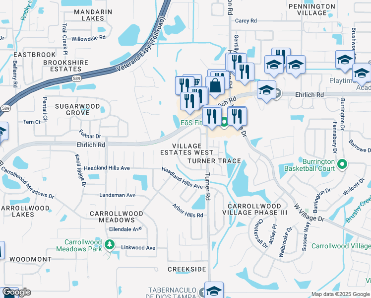 map of restaurants, bars, coffee shops, grocery stores, and more near 4908 Boynton Court in Tampa