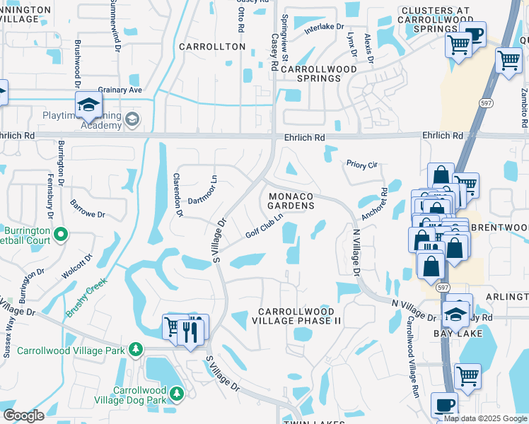 map of restaurants, bars, coffee shops, grocery stores, and more near 14504 Nettlecreek Road in Tampa