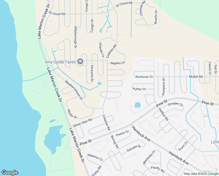 map of restaurants, bars, coffee shops, grocery stores, and more near 445 Mulberry Court in Poinciana