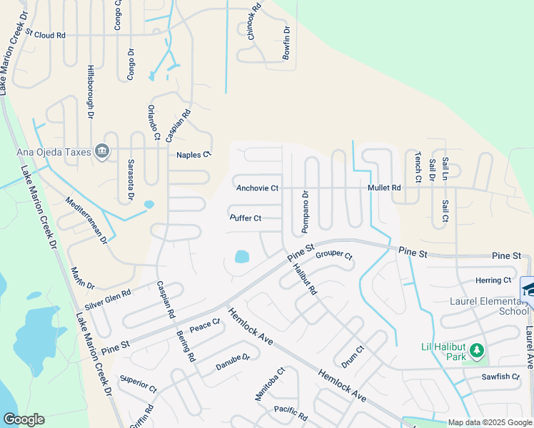 map of restaurants, bars, coffee shops, grocery stores, and more near 307 Puffer Court in Poinciana