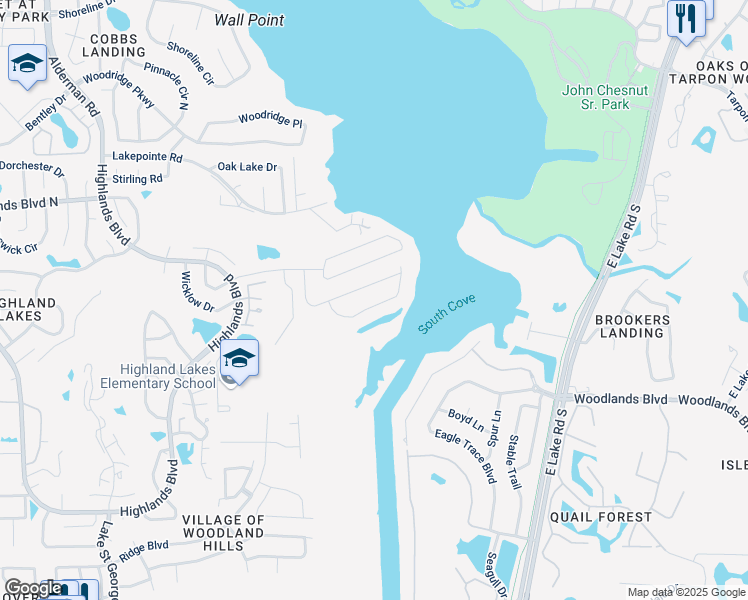 map of restaurants, bars, coffee shops, grocery stores, and more near 3917 Tarian Court in Palm Harbor