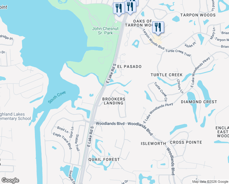 map of restaurants, bars, coffee shops, grocery stores, and more near 2131 Otter Way in Palm Harbor