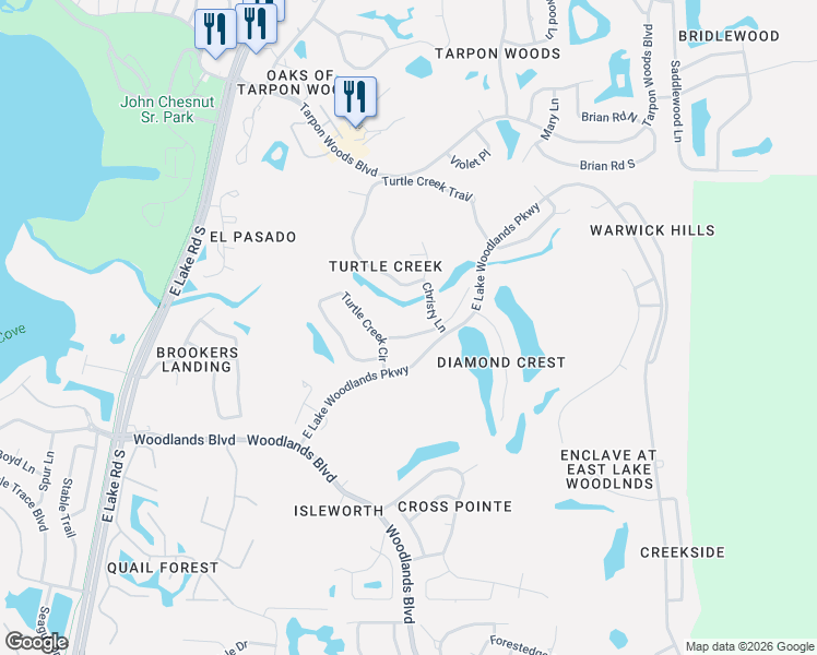 map of restaurants, bars, coffee shops, grocery stores, and more near 35 Kelleys Trail in Oldsmar
