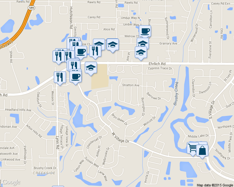 map of restaurants, bars, coffee shops, grocery stores, and more near 14143 Fennsbury Drive in Tampa
