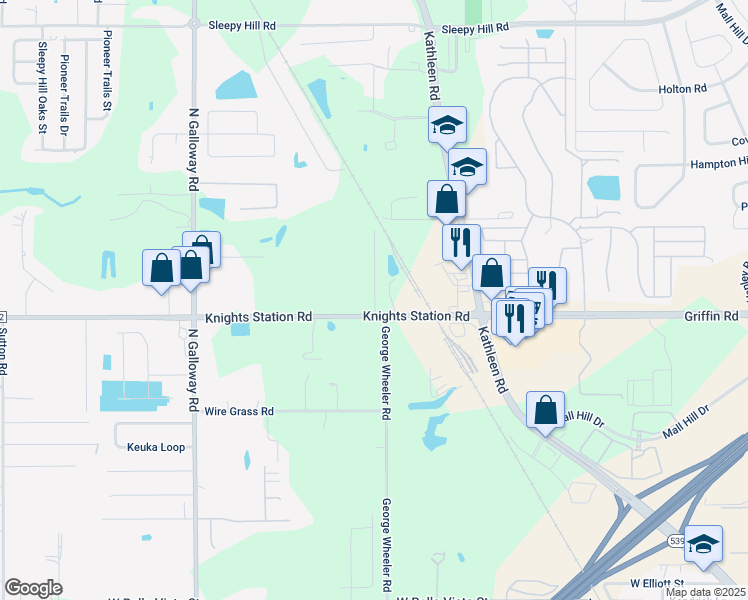 map of restaurants, bars, coffee shops, grocery stores, and more near 3122 Julia Court in Lakeland