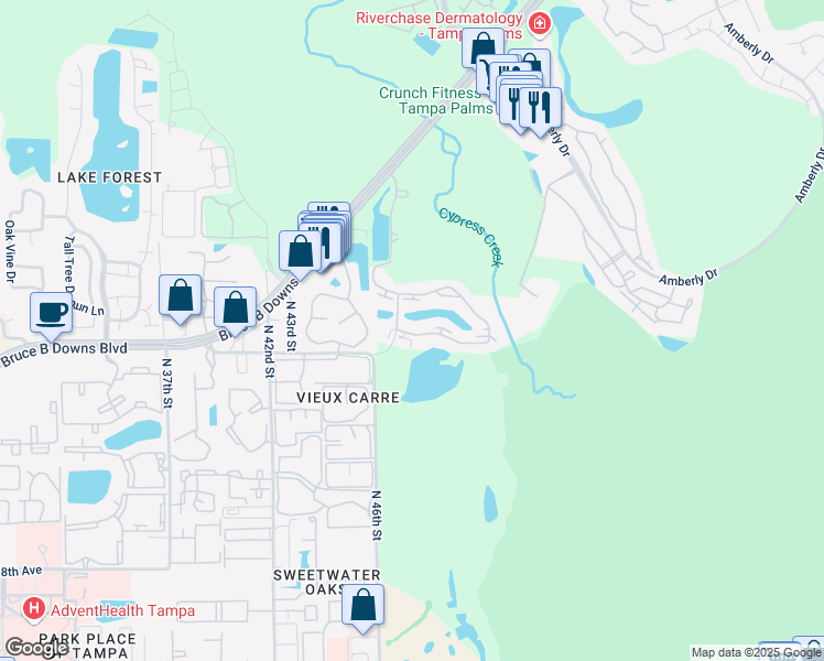 map of restaurants, bars, coffee shops, grocery stores, and more near 14551 North 46th Street in Tampa